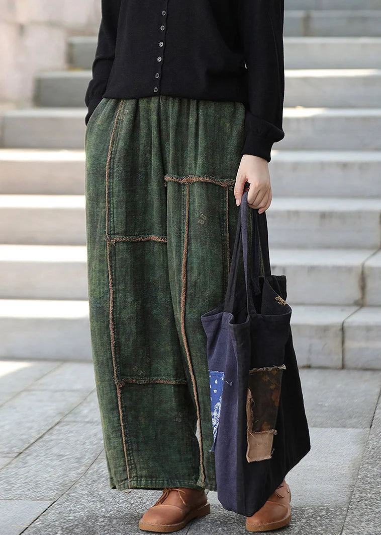 Pantalon large décontracté patchwork pour femme 1