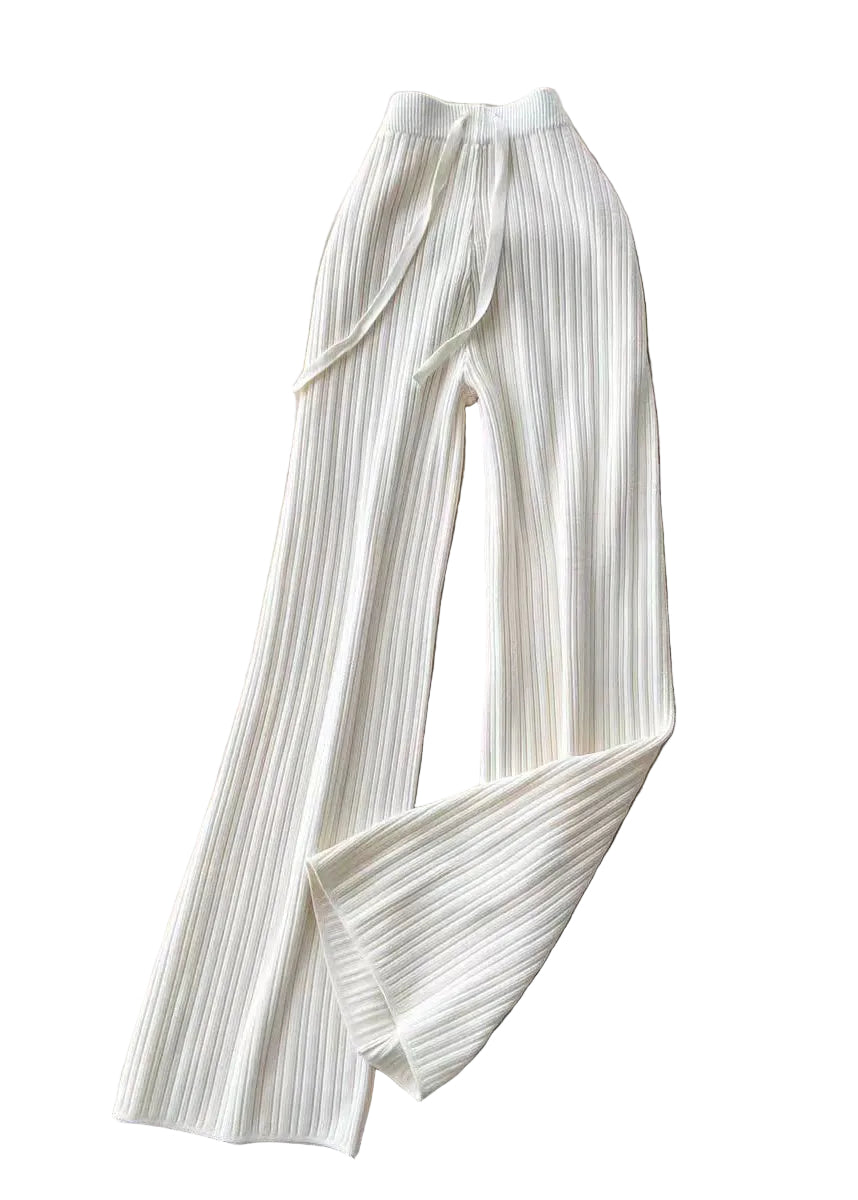 Pantalon large femme coupe ajustée taille élastique automne 0