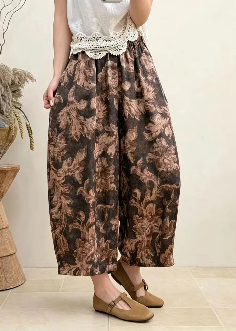 Pantalon sarouel court taille haute drapé pour femme 1