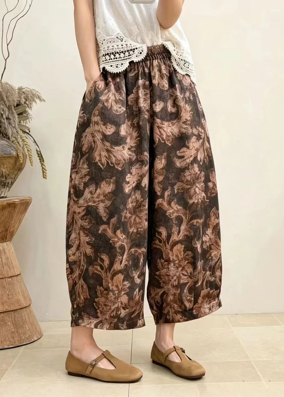 Pantalon sarouel court taille haute drapé pour femme 2