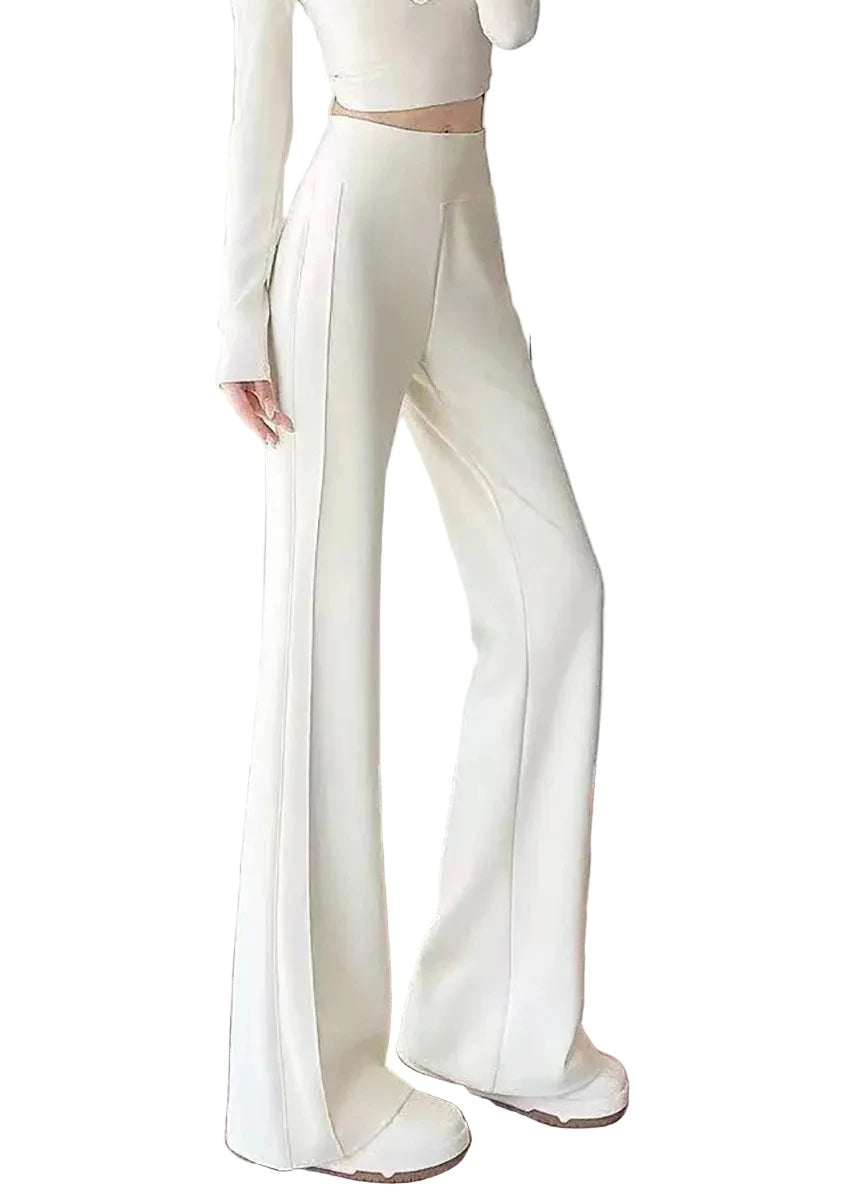 Pantalon tailleur femme évasé drapé taille haute 0