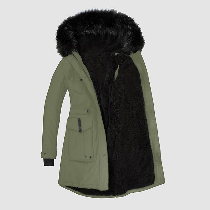 Parka Femme Confortable avec Capuche et Bordure 5