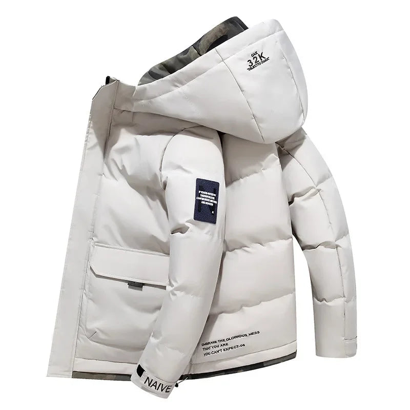 Parka Homme Hiver Moderne Avec Capuche Fixe et Poches Pratiques 1