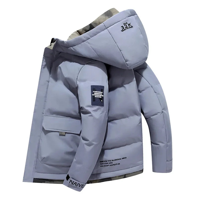 Parka Homme Hiver Moderne Avec Capuche Fixe et Poches Pratiques 2