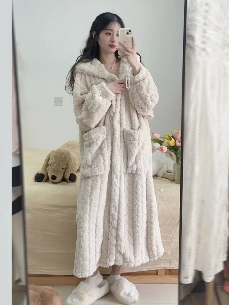 Peignoir Femme Confortable en Fleece Élégant