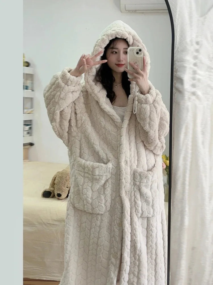 Peignoir Femme Confortable en Fleece Élégant
