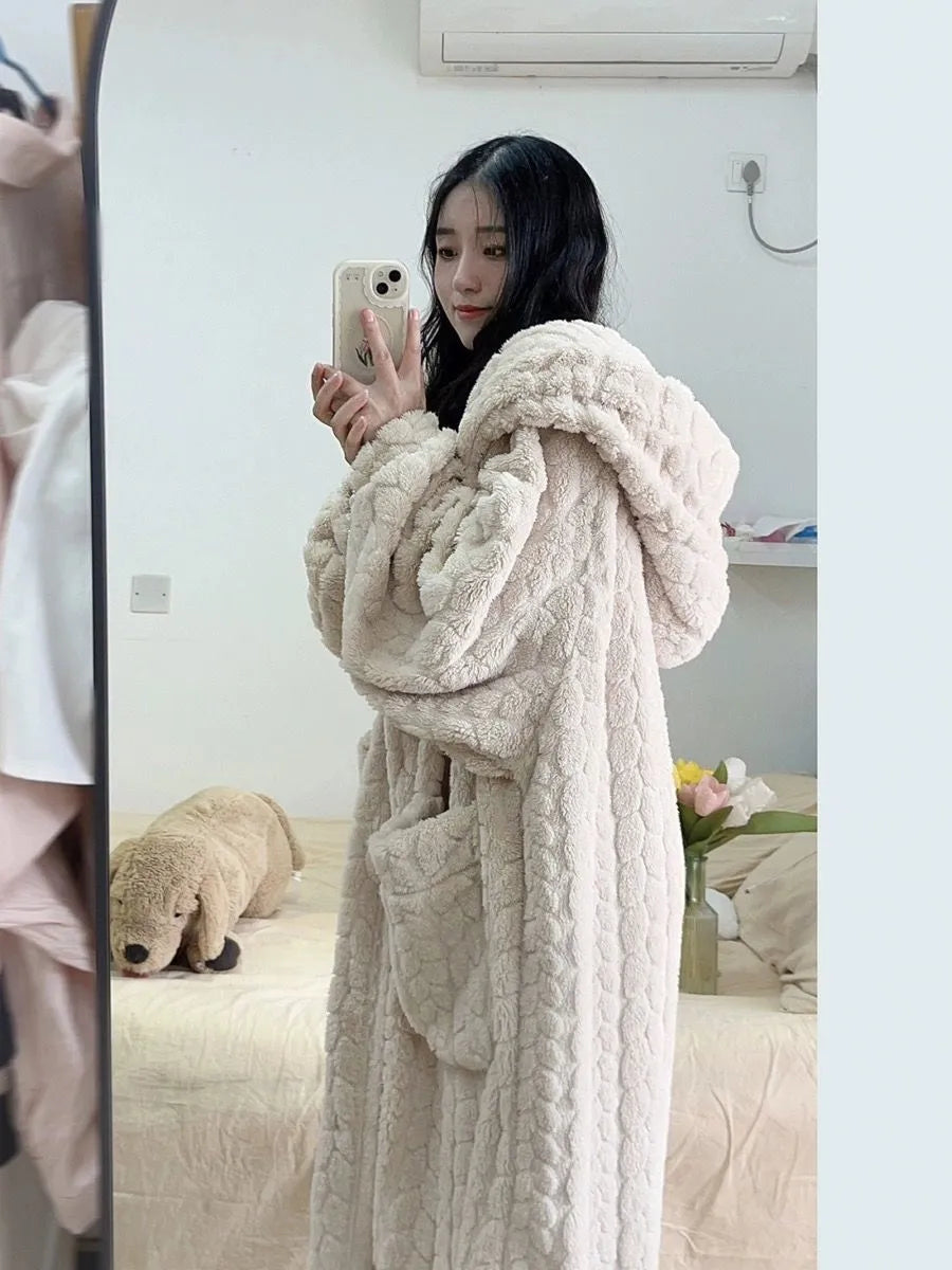 Peignoir Femme Confortable en Fleece Élégant