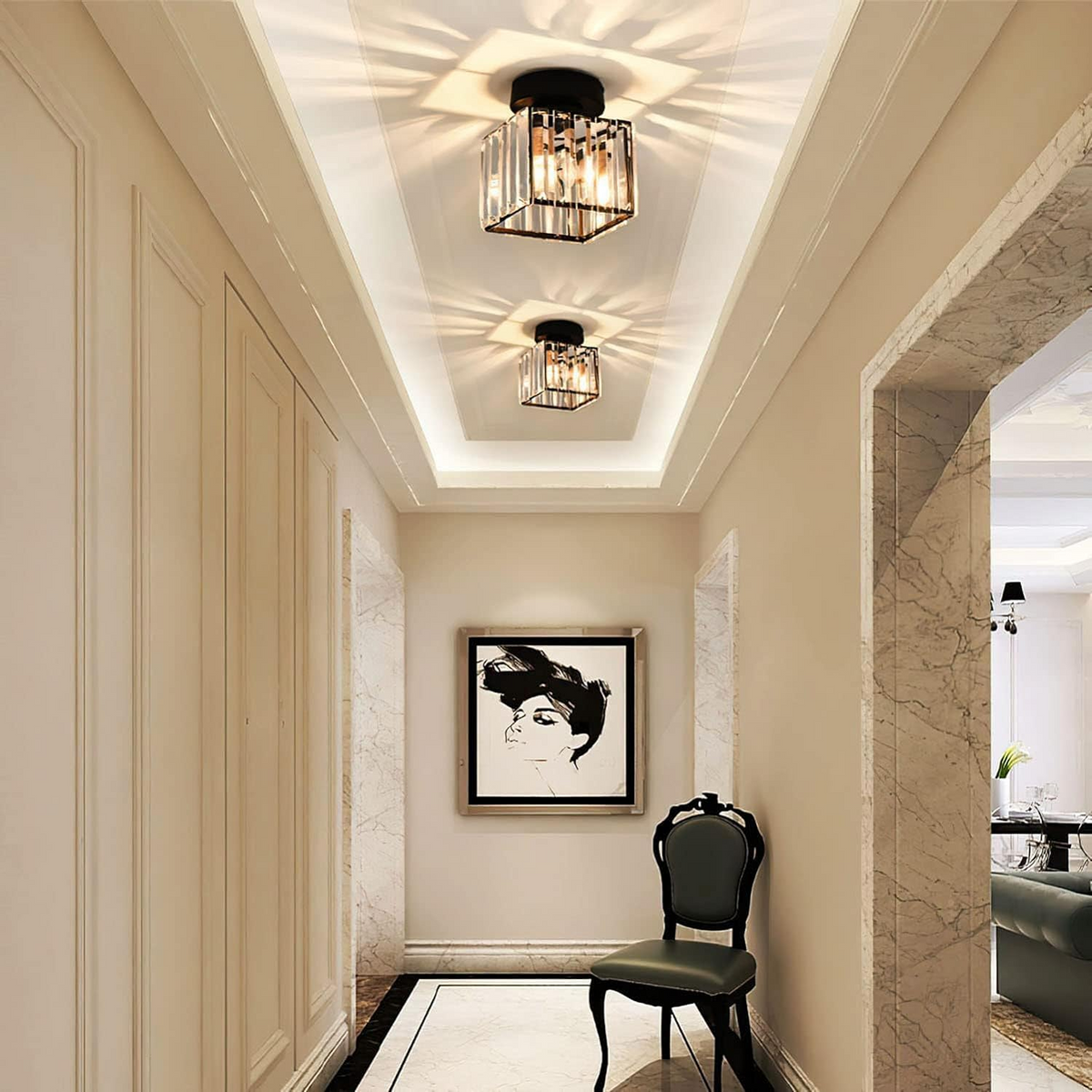 Plafonnier moderne avec accents de cristal 6