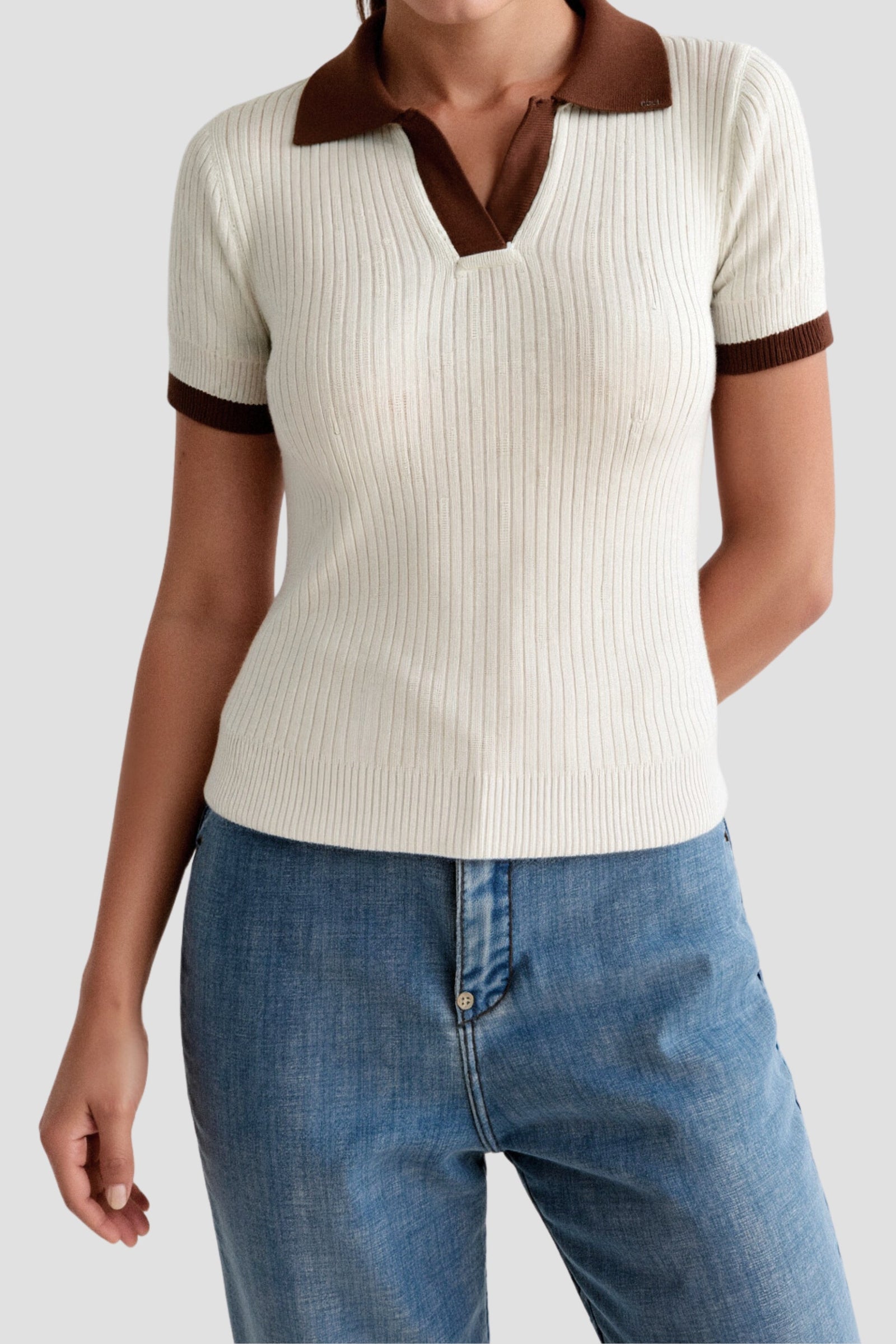 Polo Femme Col en Cran à Blocs de Couleur 2