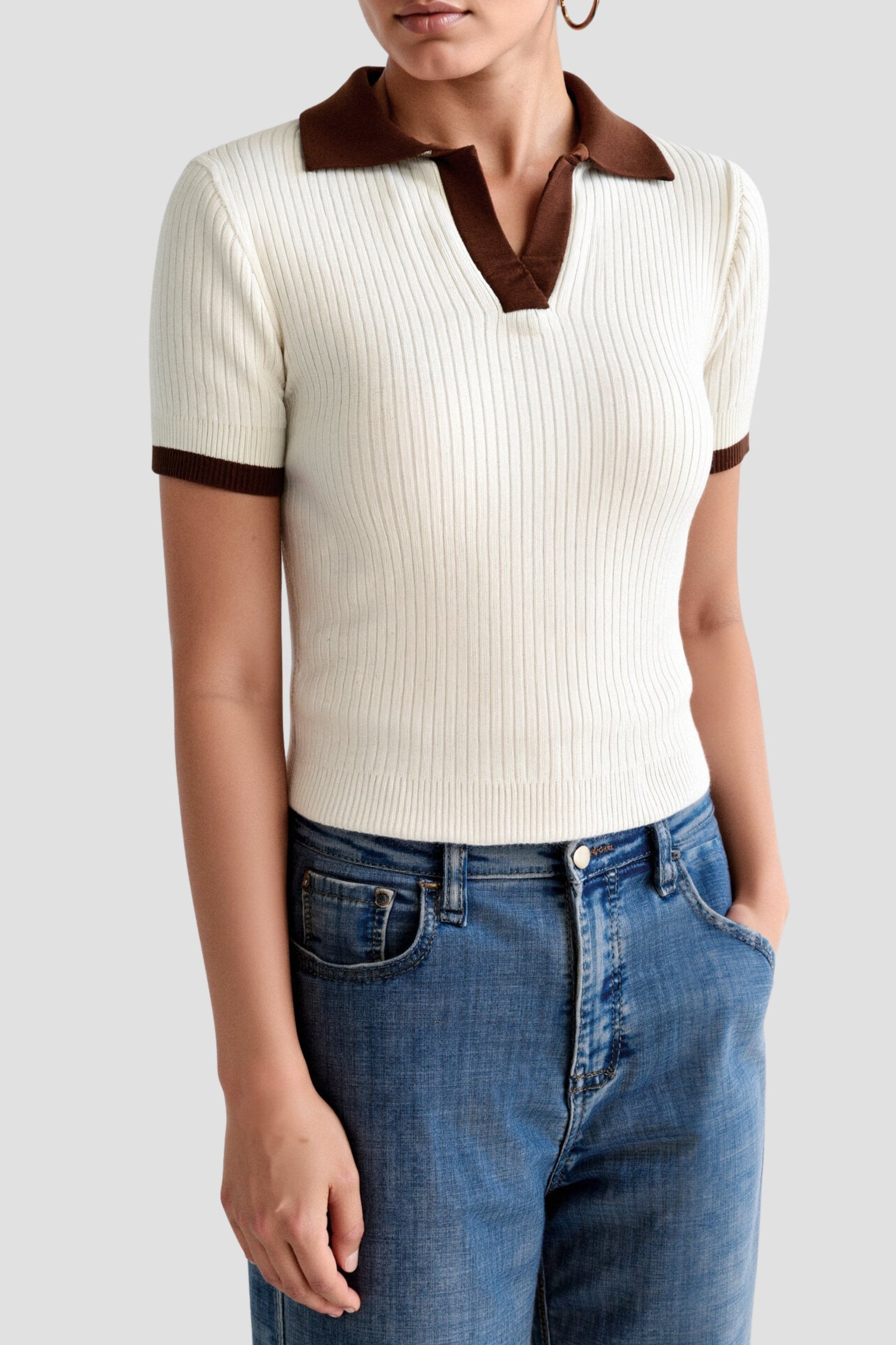 Polo Femme Col en Cran à Blocs de Couleur 7