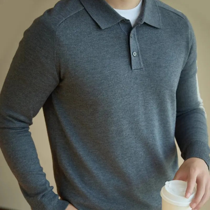 Polo Homme Coupe Personnalisée Manches Longues Décontracté 1