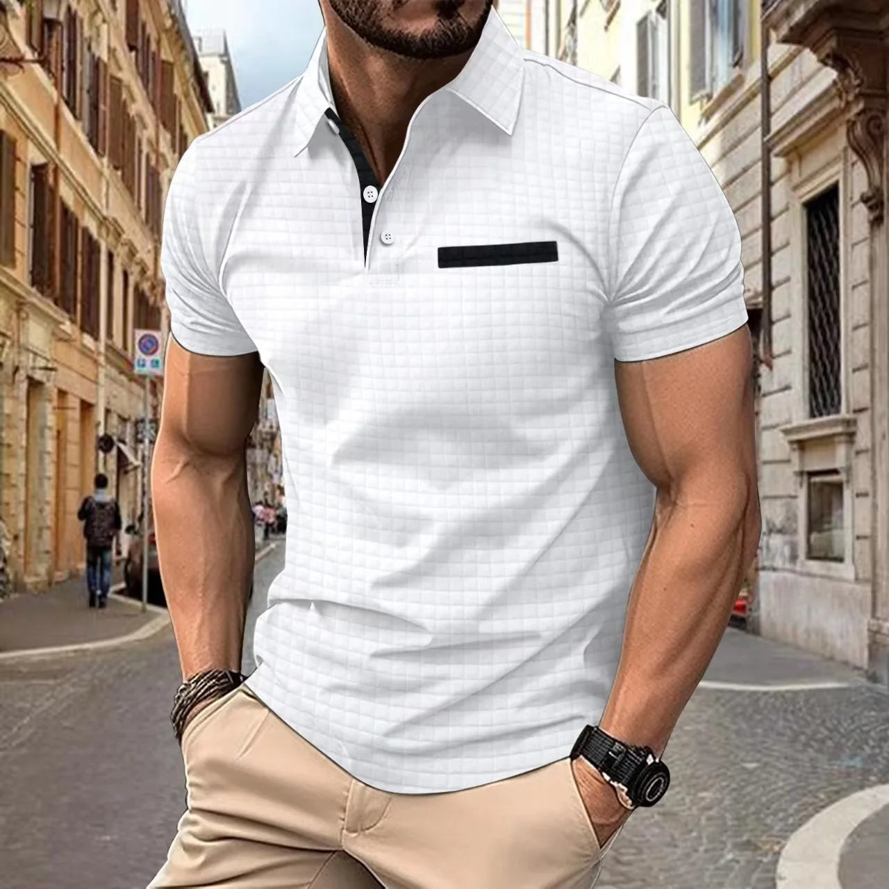 Polo Homme Décontracté Col Classique Ajusté 1