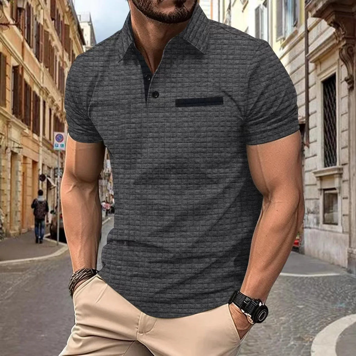Polo Homme Décontracté Col Classique Ajusté 5