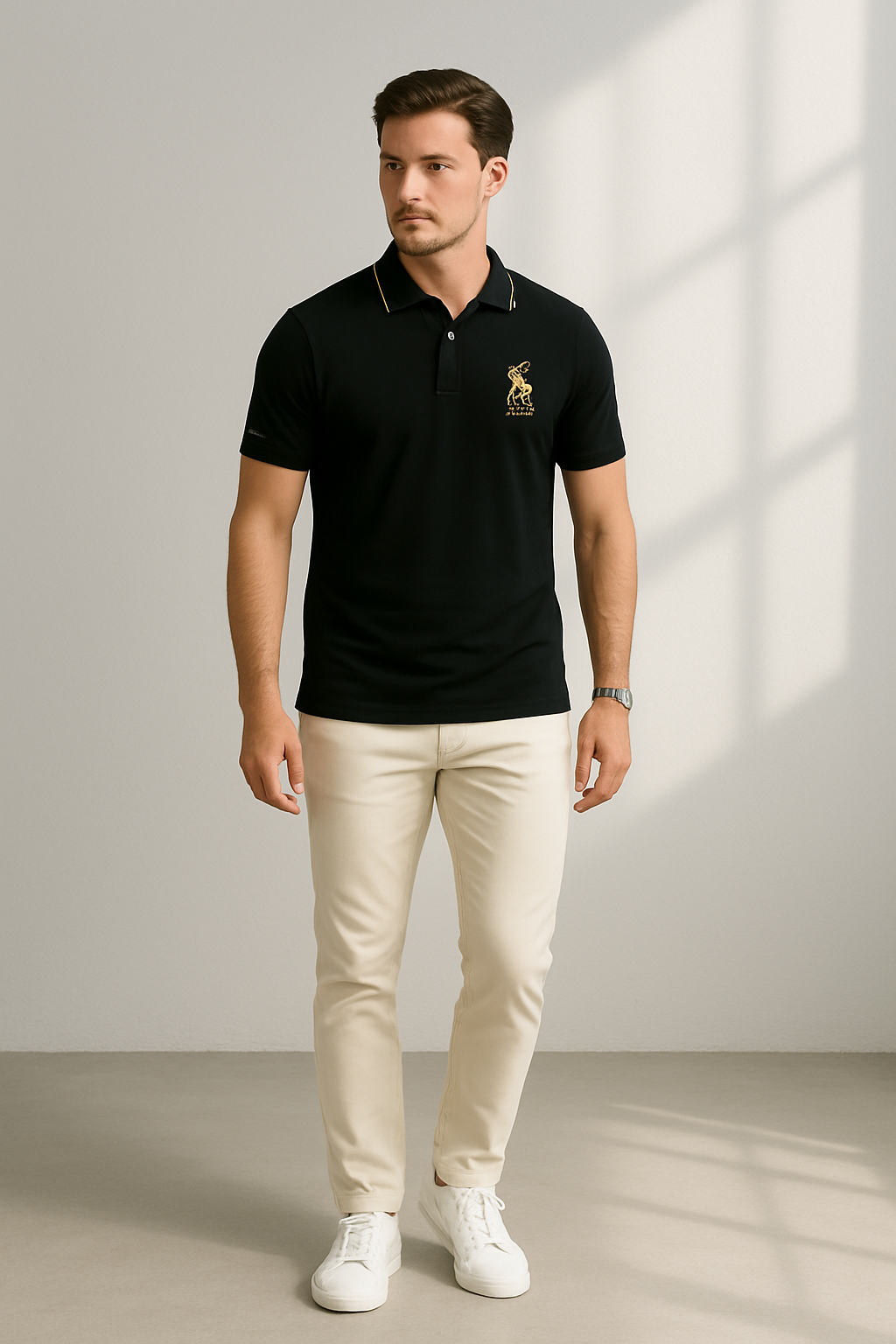 Polo Homme Manche Courte Brodé Tissu Tissé Doux 1