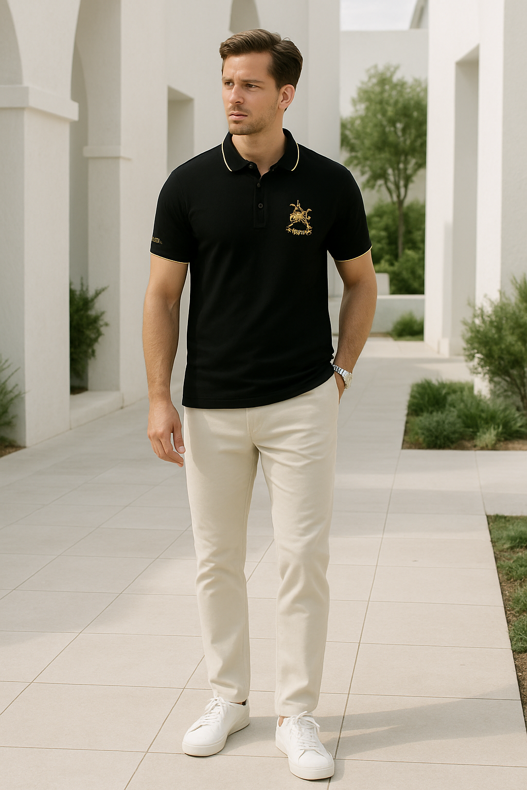 Polo Homme Manche Courte Brodé Tissu Tissé Doux 2