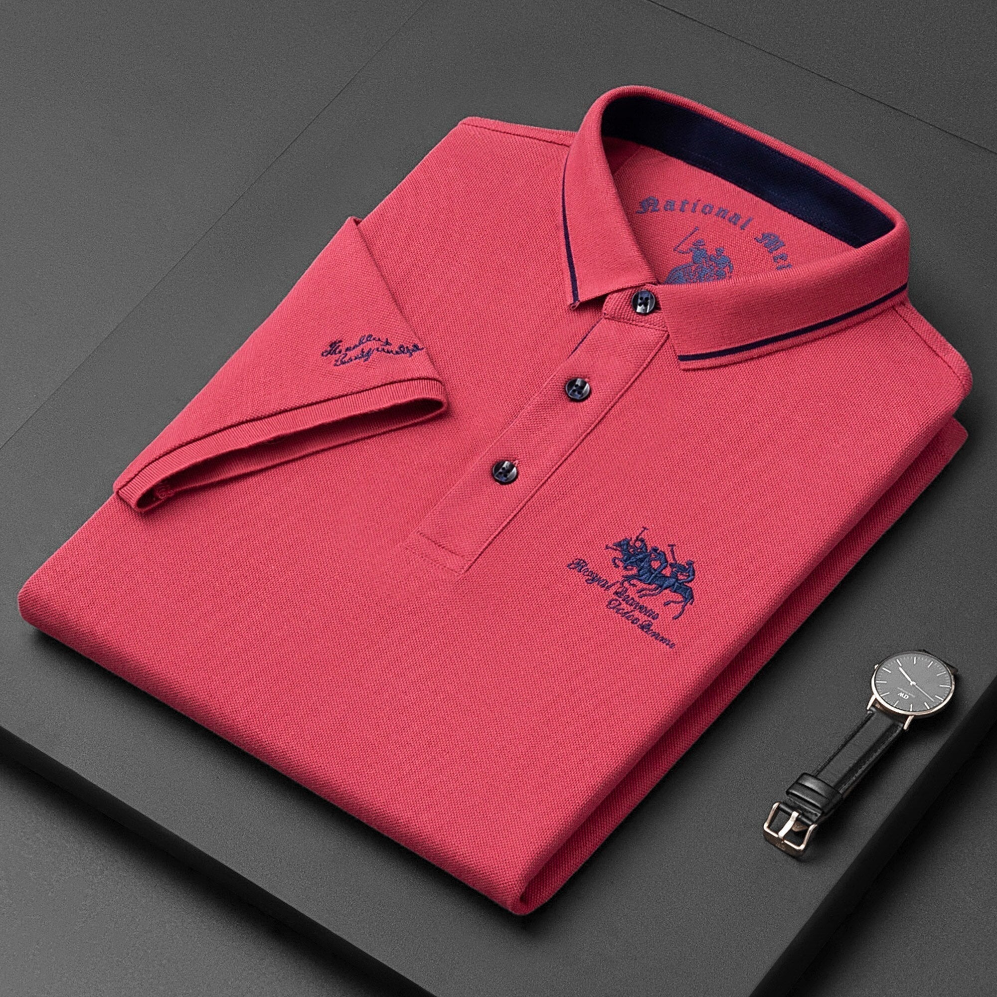 Polo Homme Manche Courte Brodé Tissu Tissé Doux 7