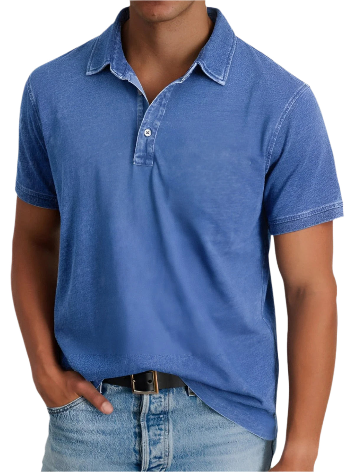 Polo Homme Manche Courte Délavé en Coton 0