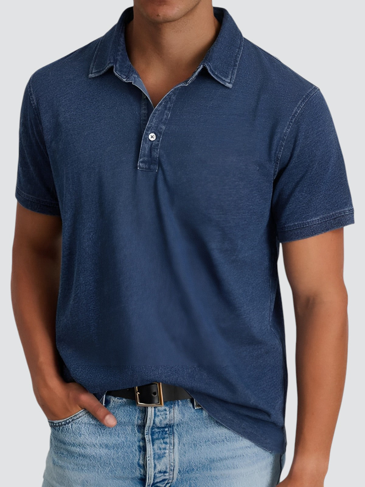 Polo Homme Manche Courte Délavé en Coton 3