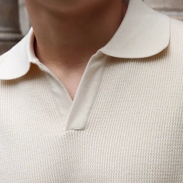Polo Homme Manche Longue Col en V Décontracté 5