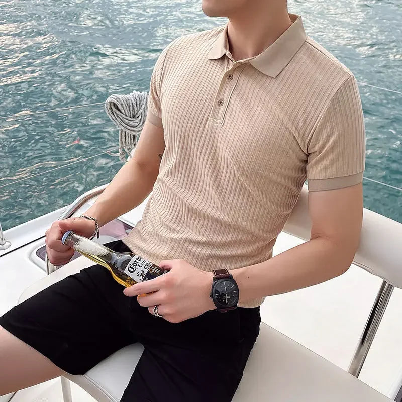 Polo Homme Manches Courtes Côtelé 4