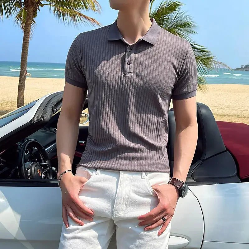 Polo Homme Manches Courtes Côtelé 5