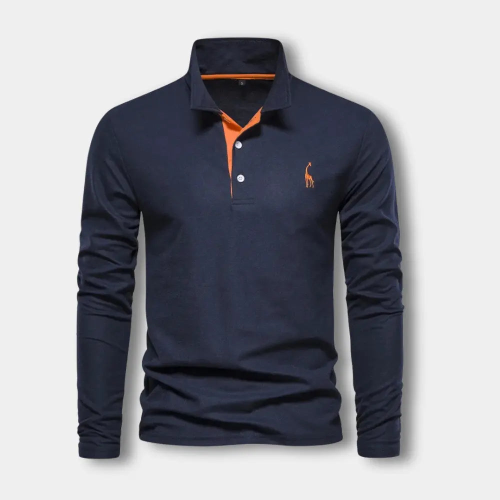 Polo Homme Manches Longues Col Ouvert Contrasté 6