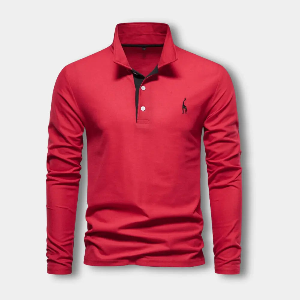 Polo Homme Manches Longues Col Ouvert Contrasté 9
