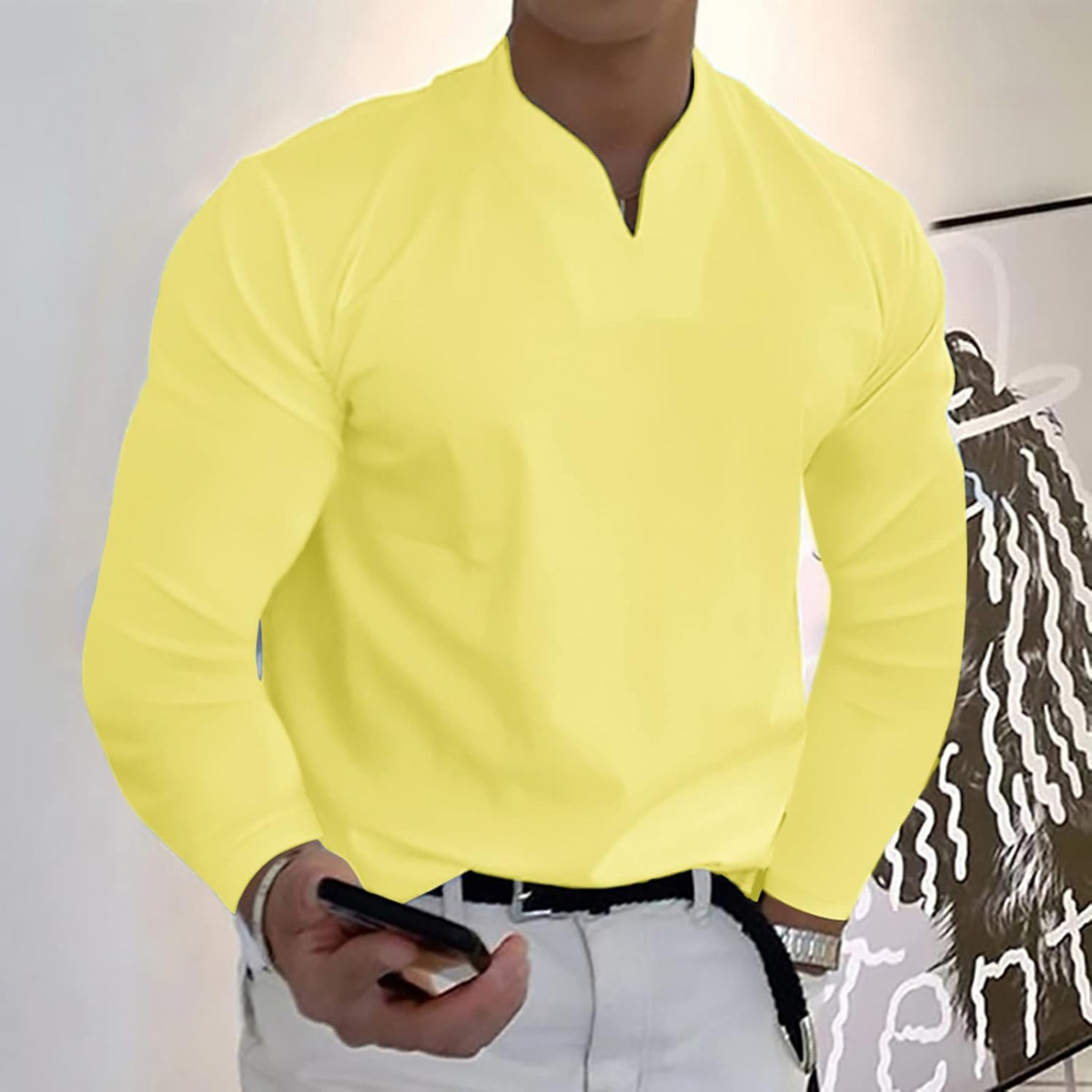 Polo Homme Manches Longues Col V 5