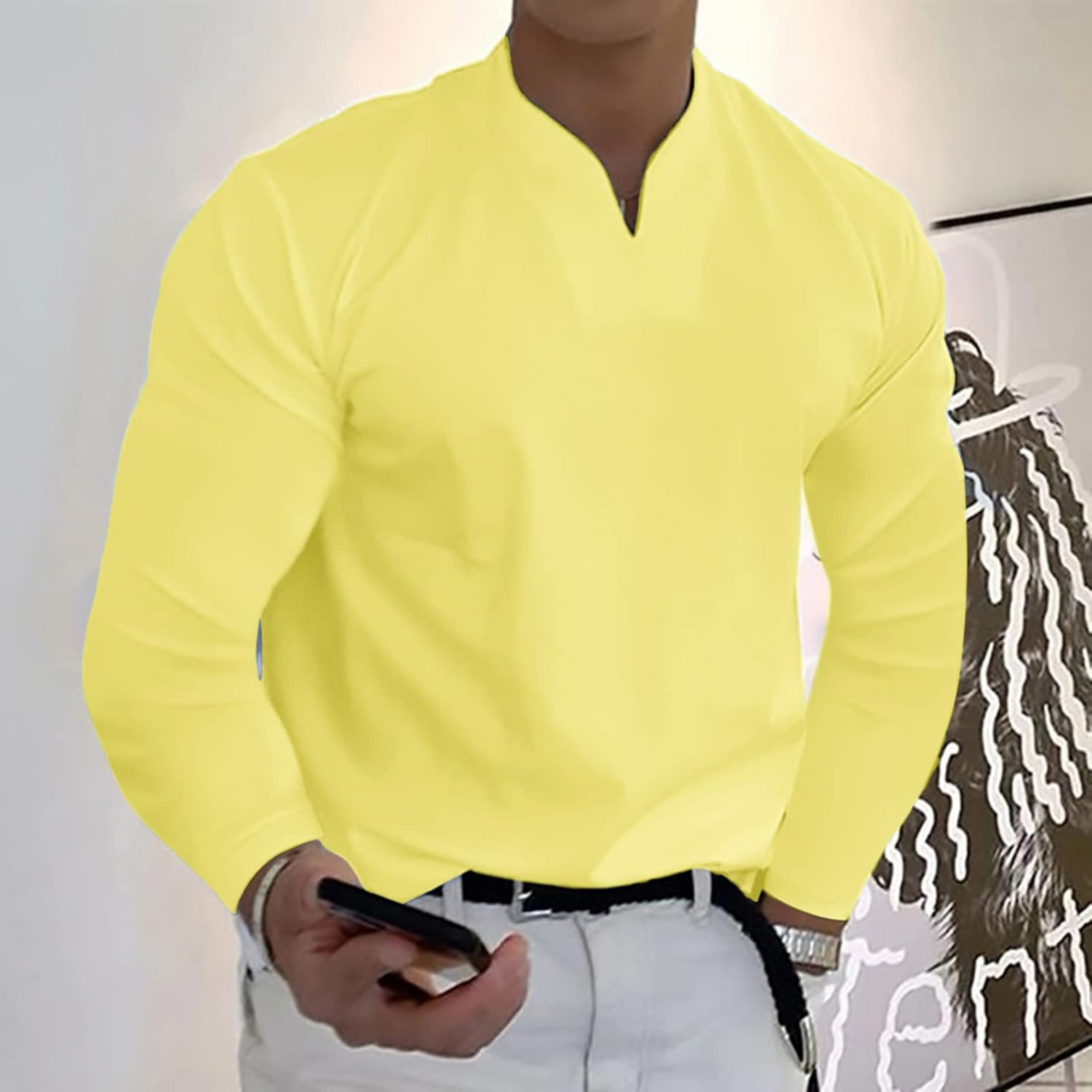 Polo Homme Manches Longues Col V 5