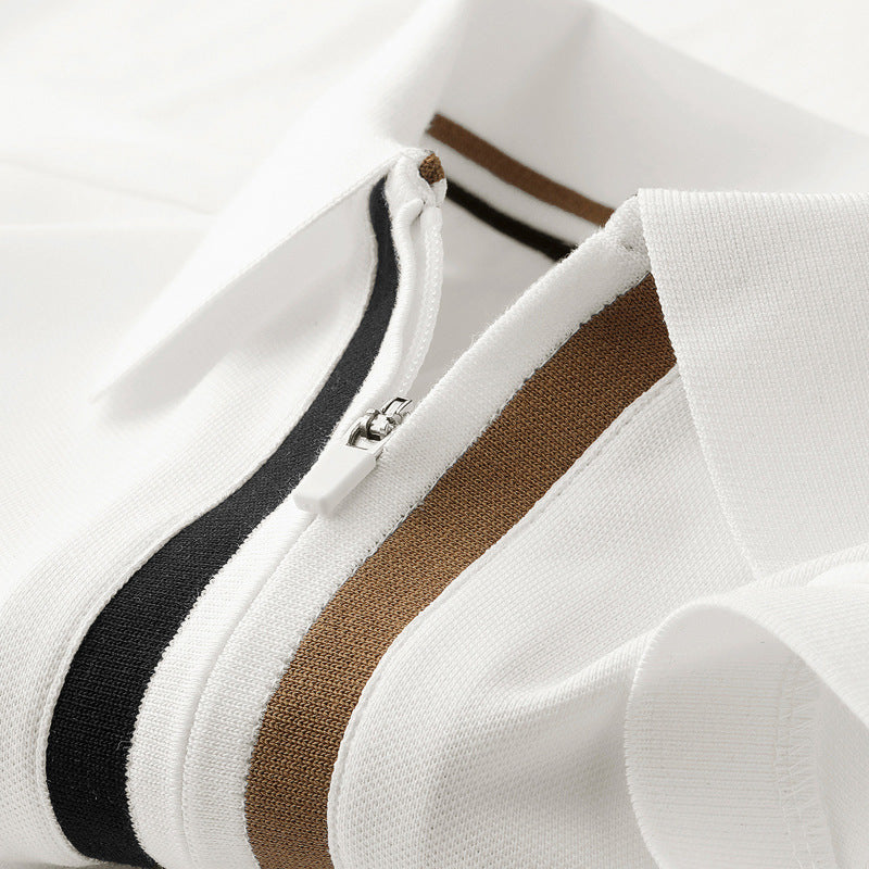 Polo Homme Moderne Col Zippé Rayures Bicolores 2