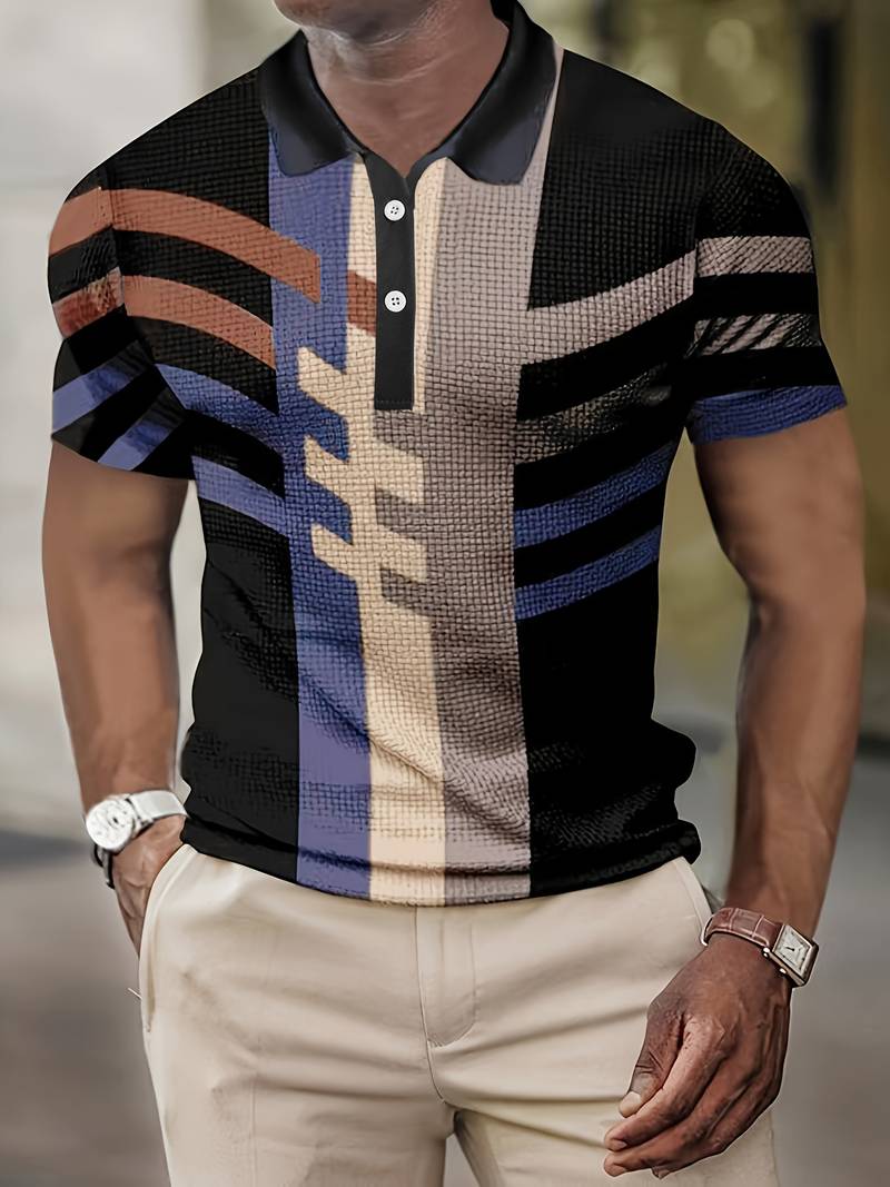 Polo Homme Style Vintage à Bouton 1/4 Casual 1