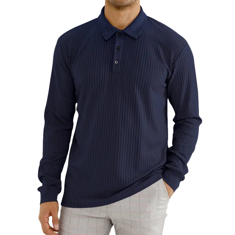 Polo à manches longues pour homme avec col classique 0