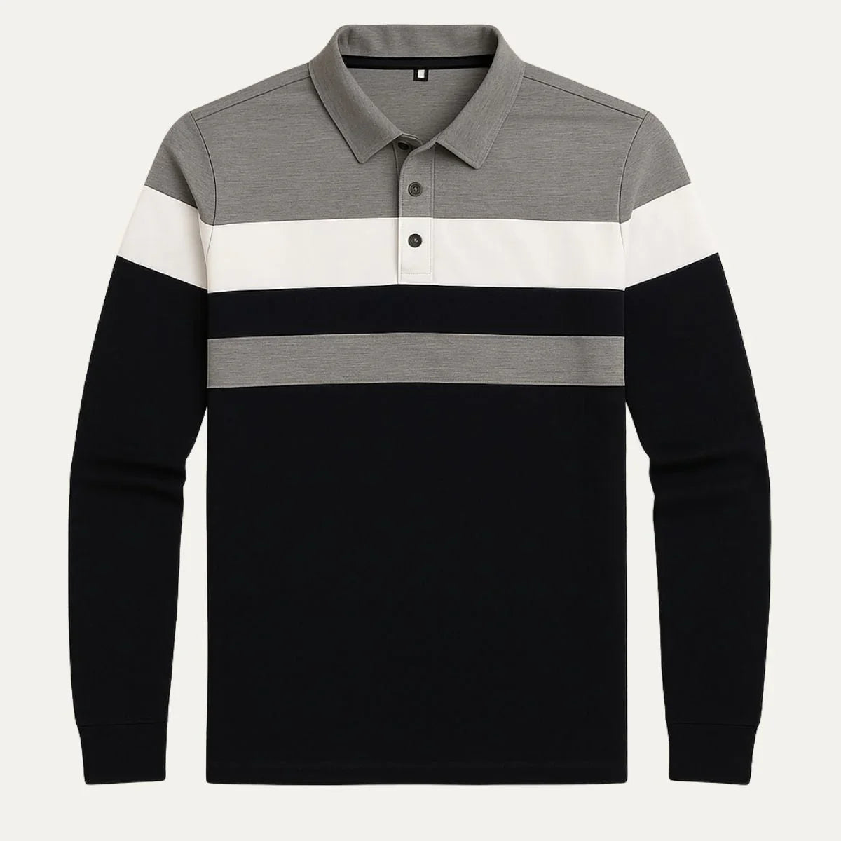 Polo à manches longues pour hommes à rayures 1