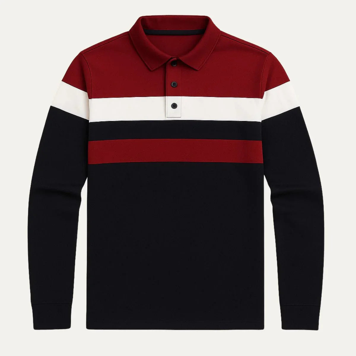 Polo à manches longues pour hommes à rayures 2