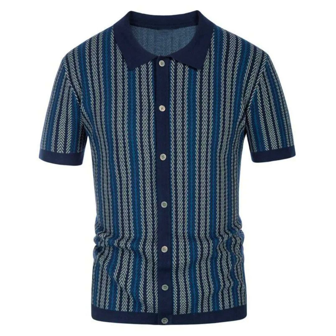 Polo pour Homme à Boutons Chevron en Tissu Respirant 0