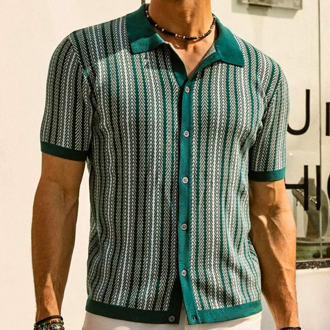 Polo pour Homme à Boutons Chevron en Tissu Respirant 3