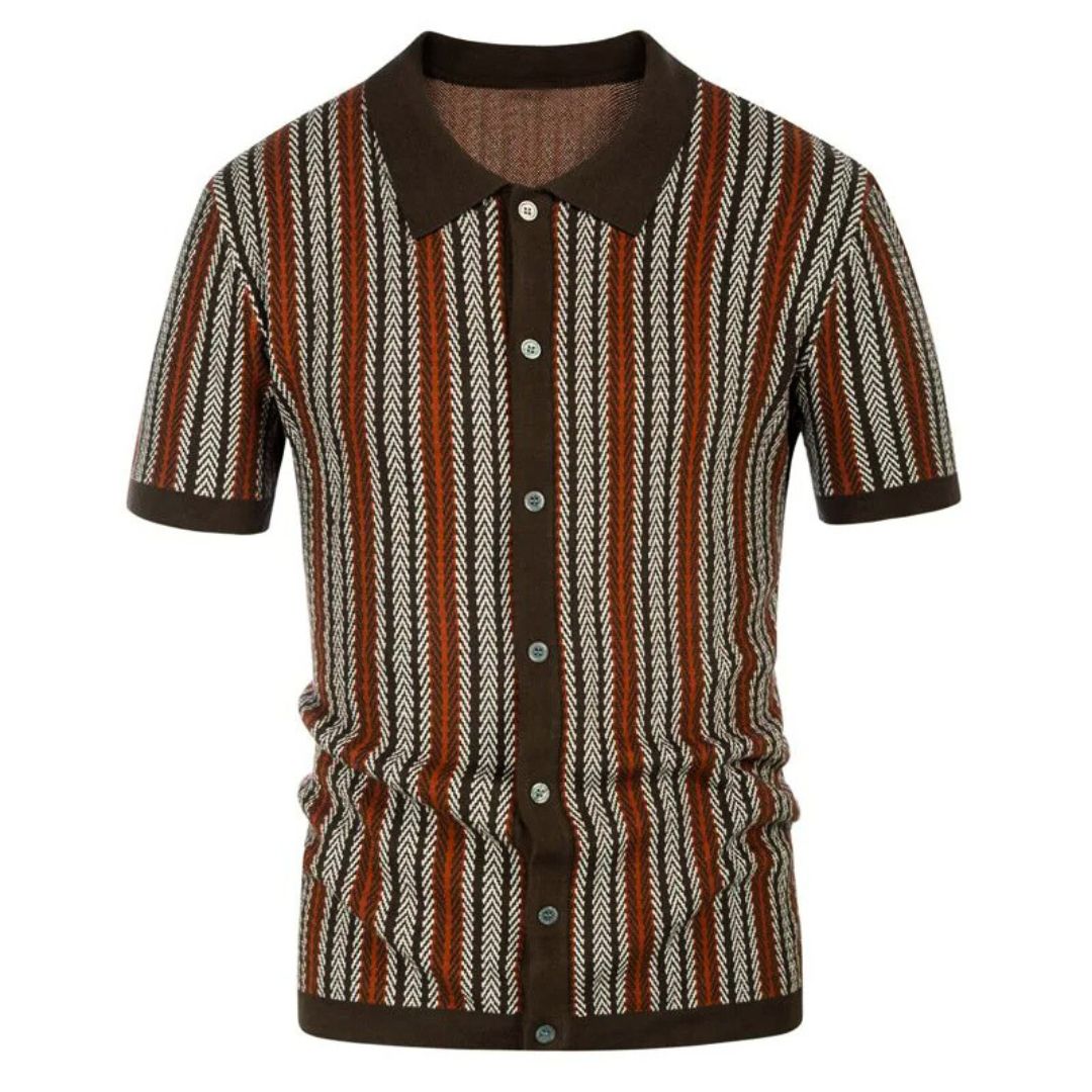 Polo pour Homme à Boutons Chevron en Tissu Respirant 4