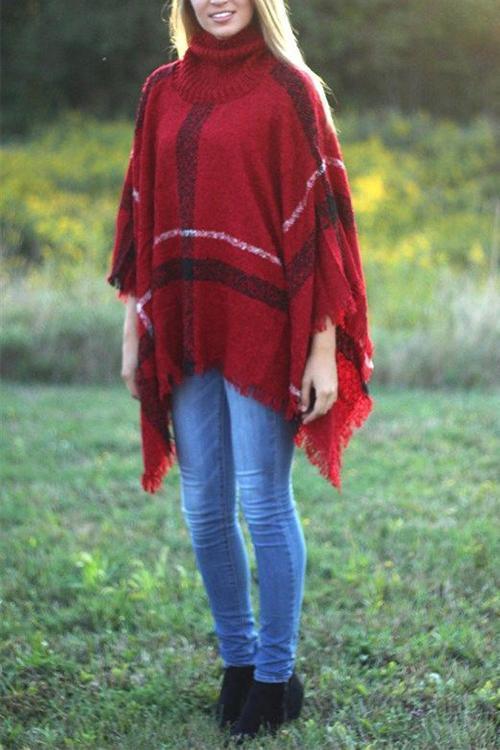 Poncho Classique Color Block pour Femme 6