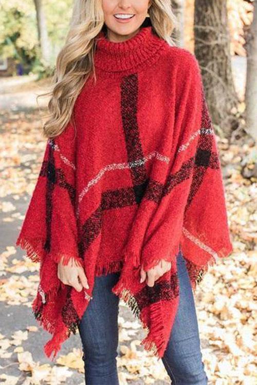 Poncho Classique Color Block pour Femme 7
