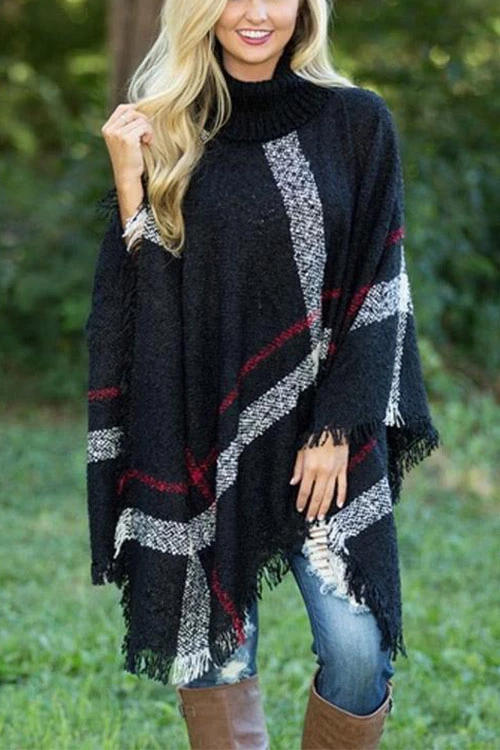 Poncho Classique Color Block pour Femme 8
