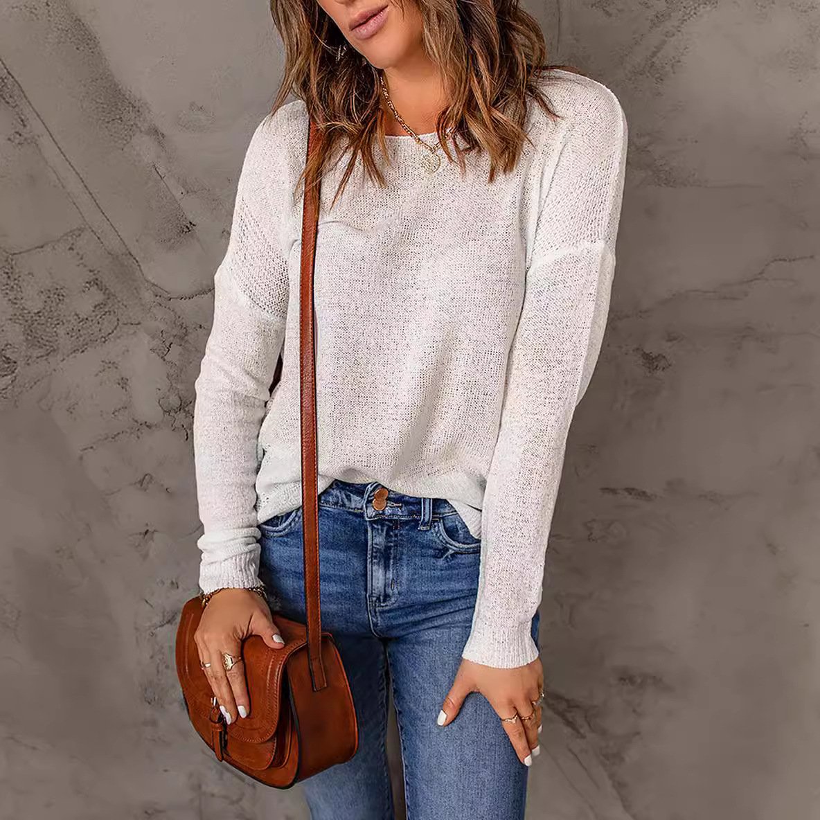 Pull-over Décontracté à Col Rond pour Femme 8