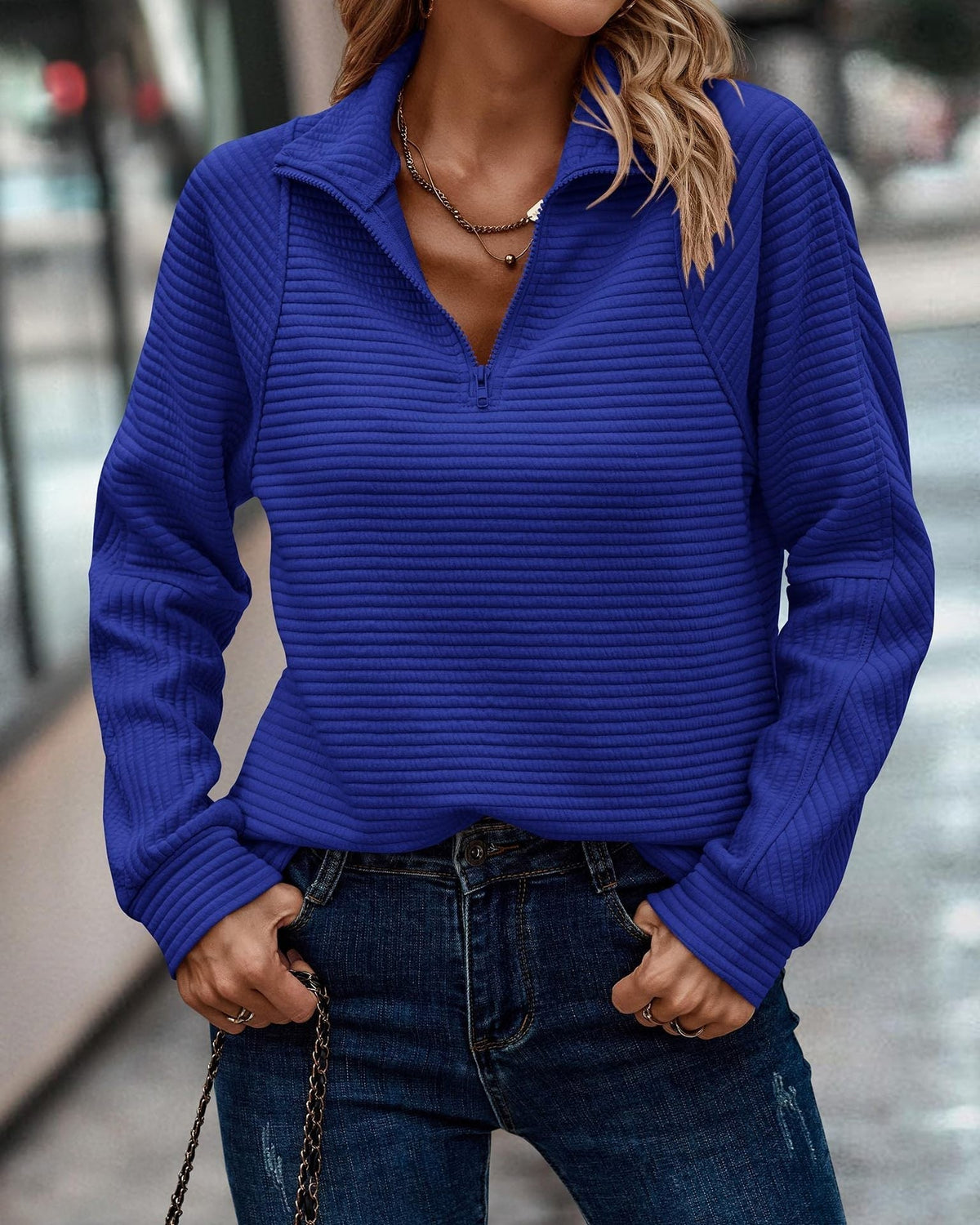 Pull-over Femme à Demi-Zip Confortable 11
