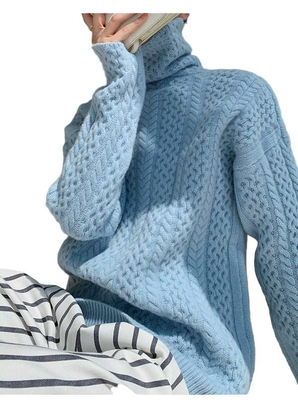 Pull Cachemire Femme Col Roulé Ajusté 0