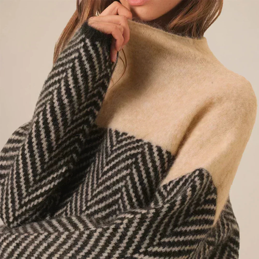 Pull Col Roulé à Motifs pour Femme en Mélange de Fibres 3