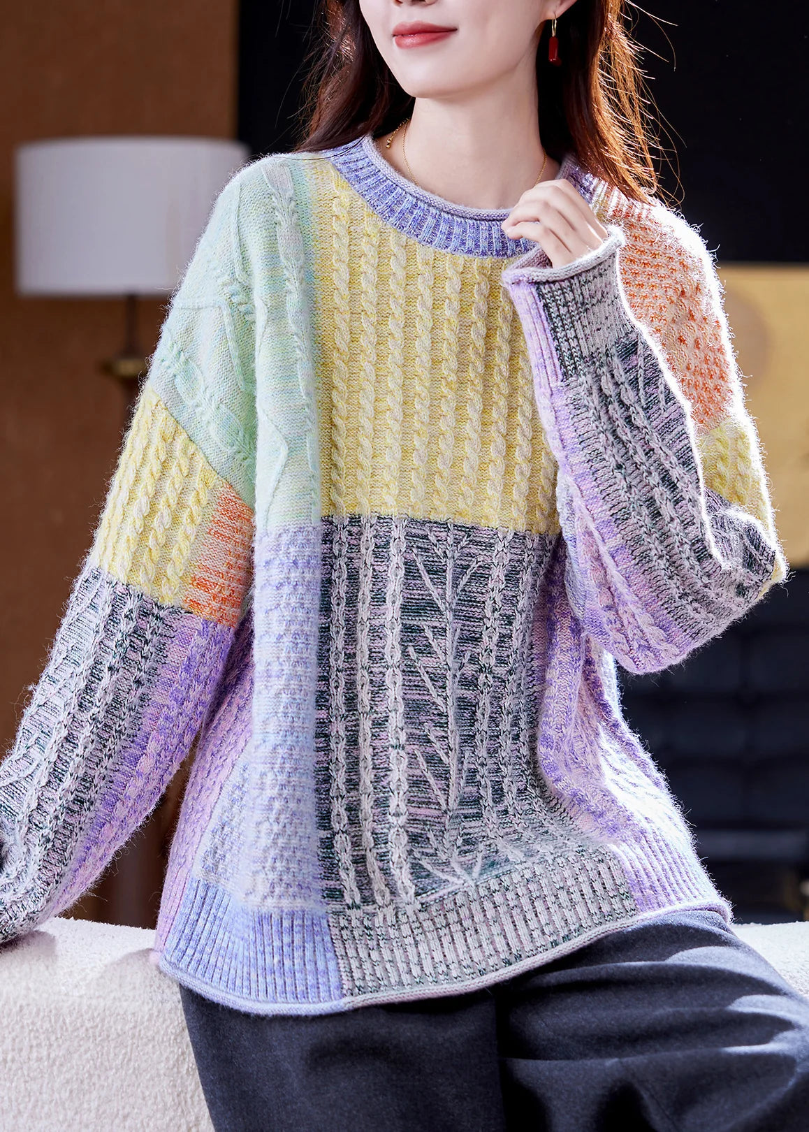 Pull Court Oversize à Carreaux pour Femme 1