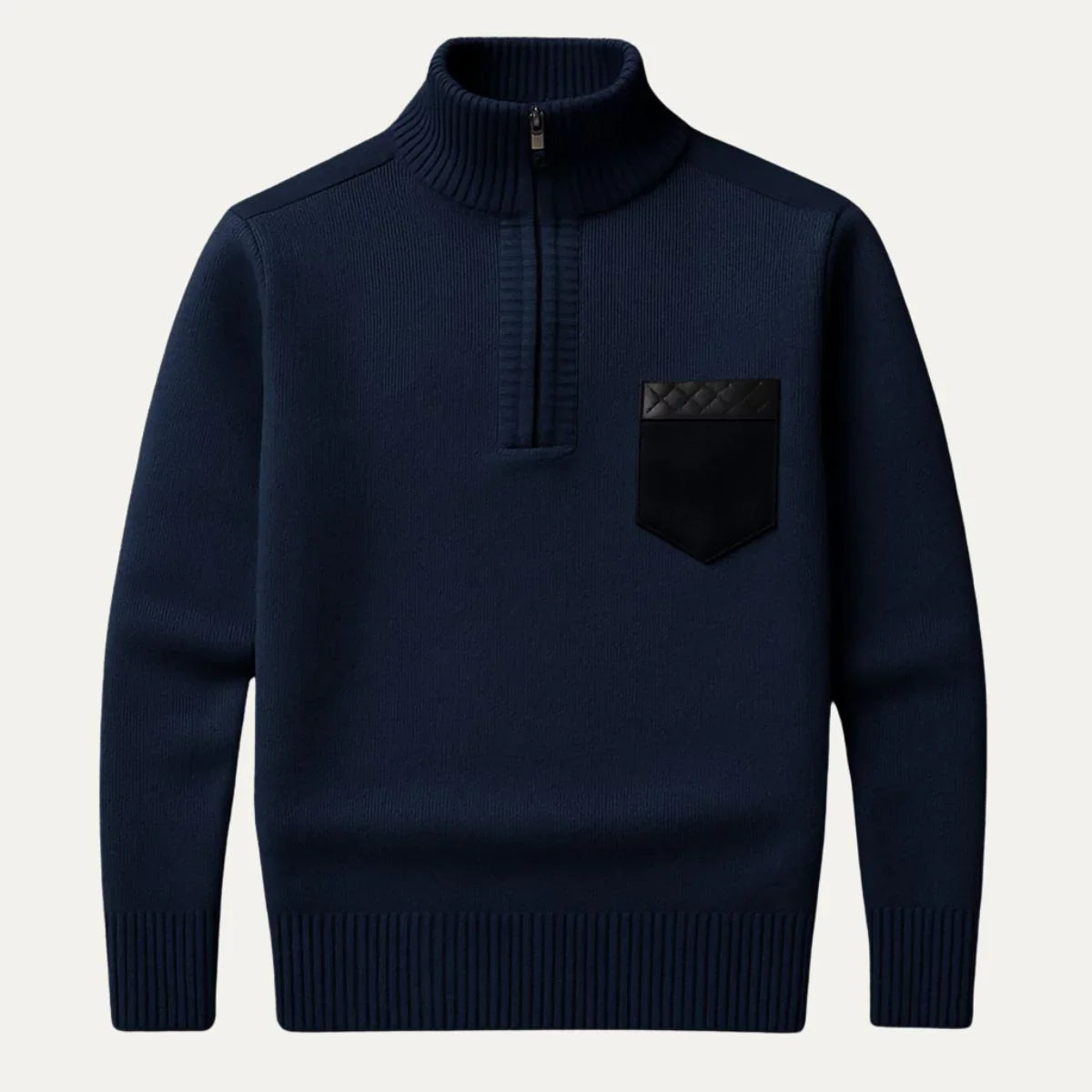 Pull Demi-Zip pour Hommes Patchwork 2