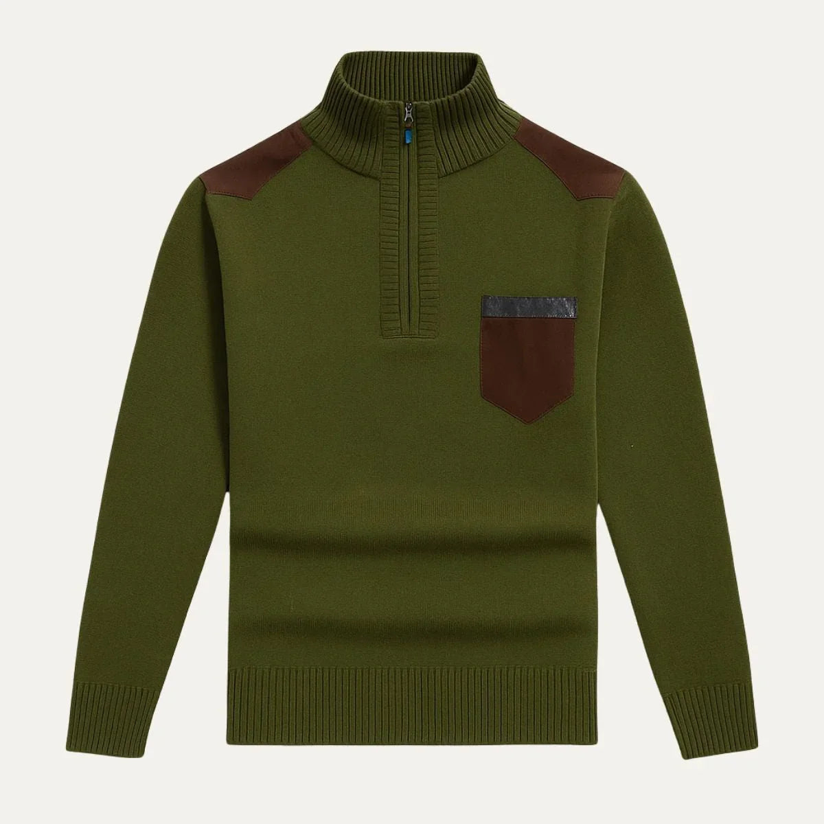 Pull Demi-Zip pour Hommes Patchwork 4