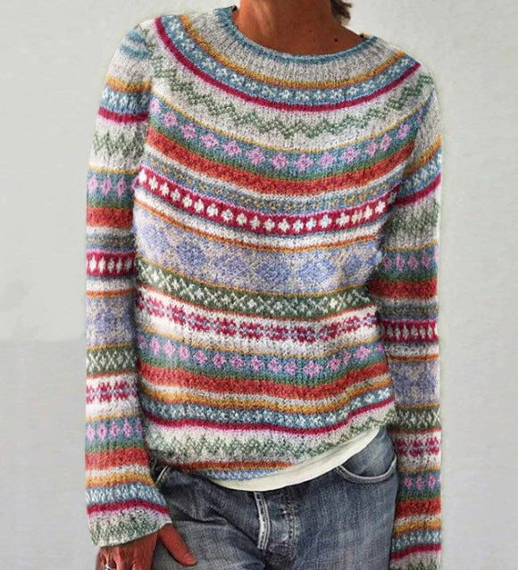 Pull Femme À Motif Géométrique Casual 3