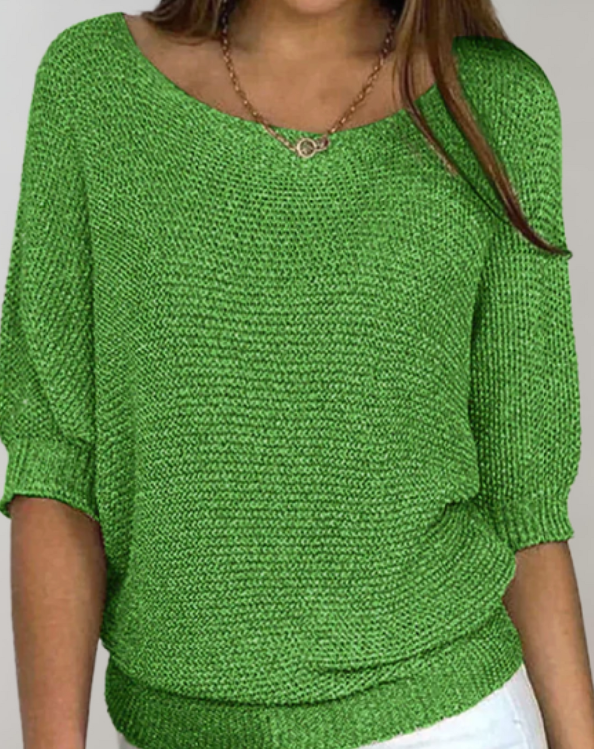 Pull Femme Ajusté à Col Rond et Manches Mi-Longues 6