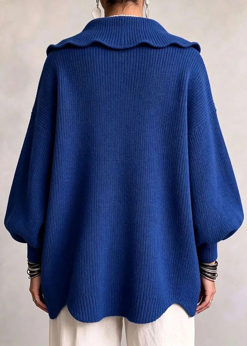 Pull Femme Col Claudine Boutonné Style Automnal Grandes Tailles 4